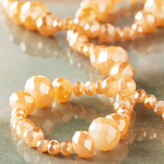 12 Packs: 4 ct. (48 total) Champagne Faceted Glass Rondelle Beads by Bead Landing™